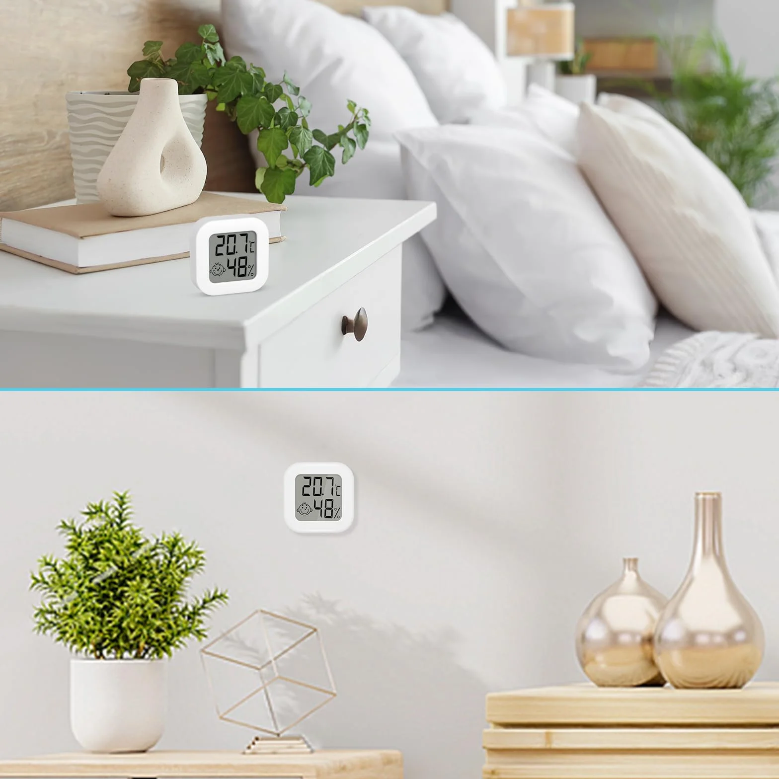 Mini Termómetro Higrómetro Digital 4 Piezas Termohigrómetro de Interior Medidor de Temperatura y Humedad