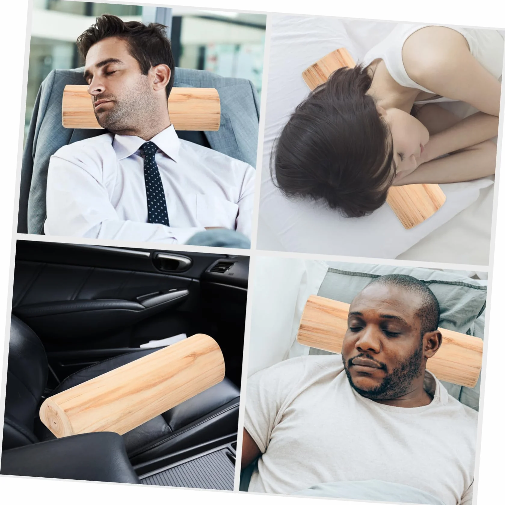 Mikinona Almohada de Madera para Masaje Cervical de 7 Cm Diseño Redondo para Uso en Sauna y Baño de Vapor