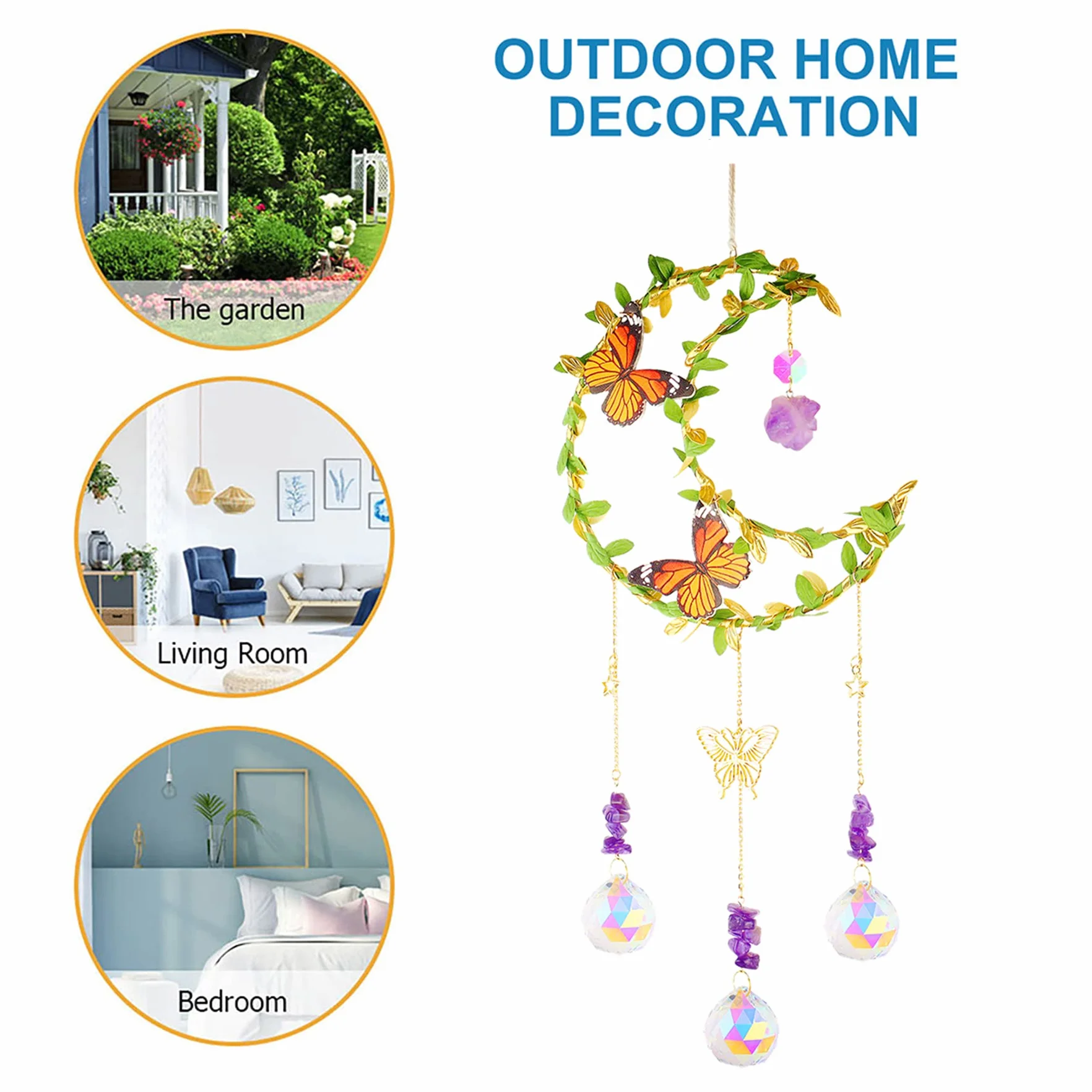 Atrapasoles Cristal Luna Suncatcher Colgante Ventana Jardín