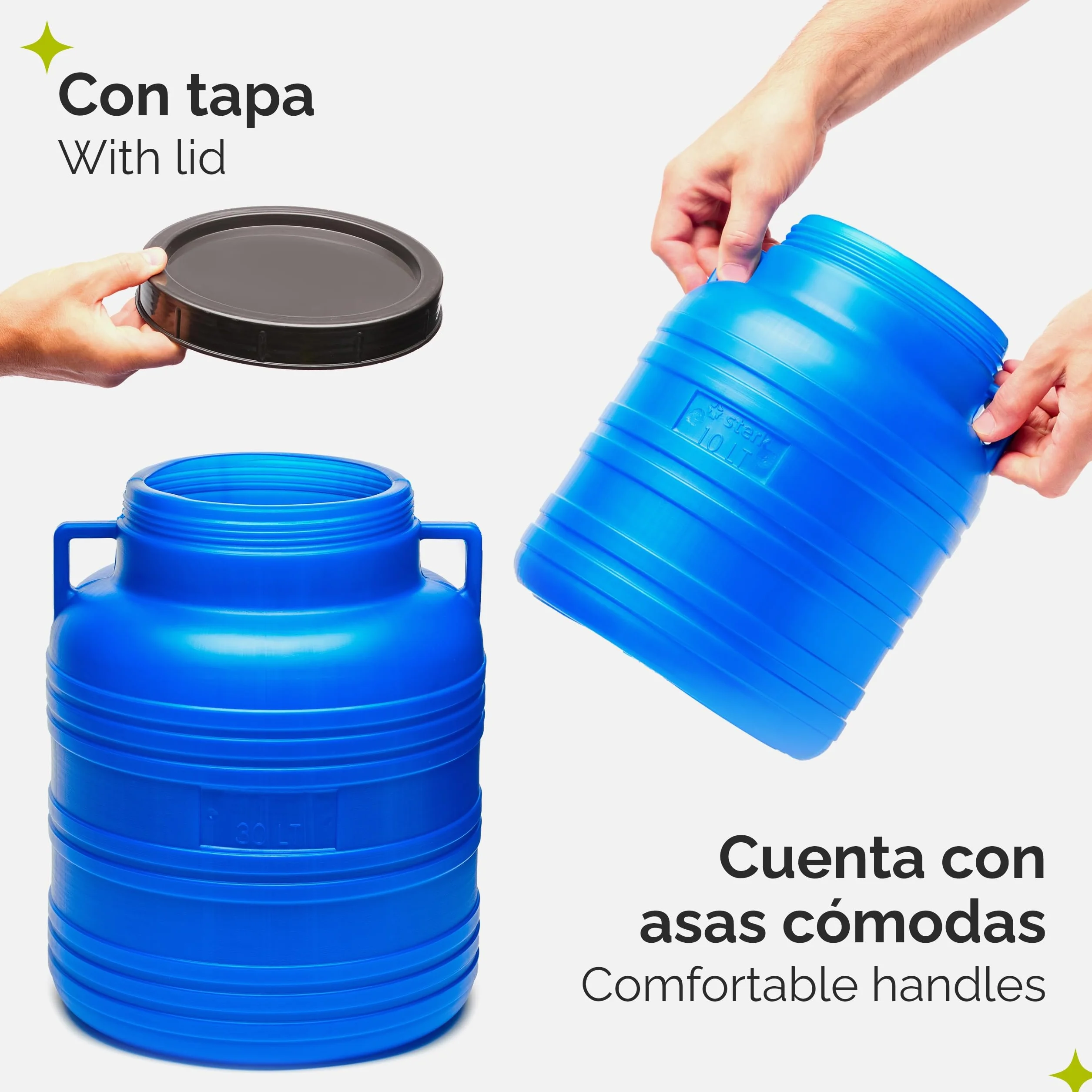Garronda Barril alimentario 30 litros HDPE sin BPA Set de 2 Piezas