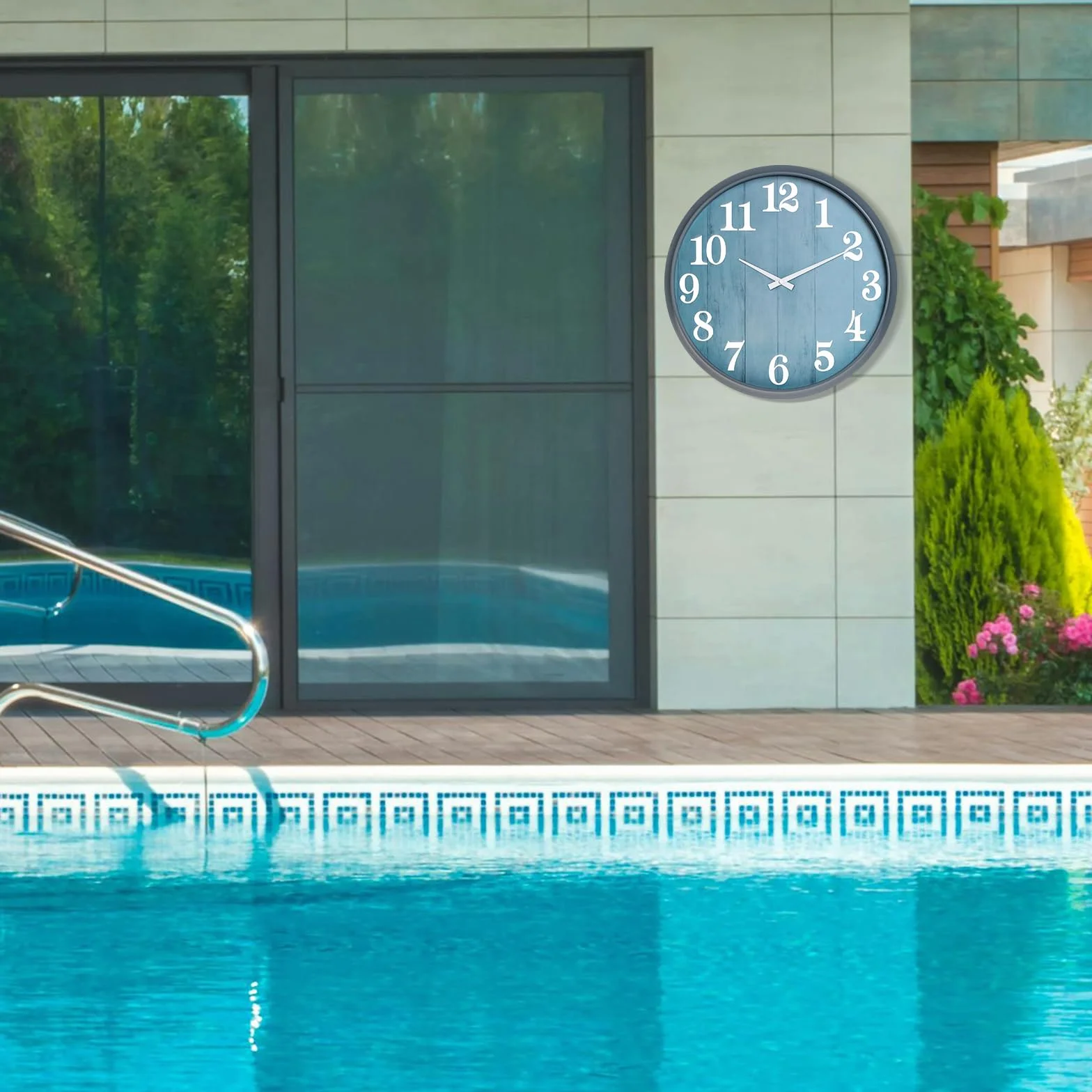 eYotto Reloj de jardín Impermeable 46 cm silencioso Gran tamaño Funciona con Pilas para terraza decoración
