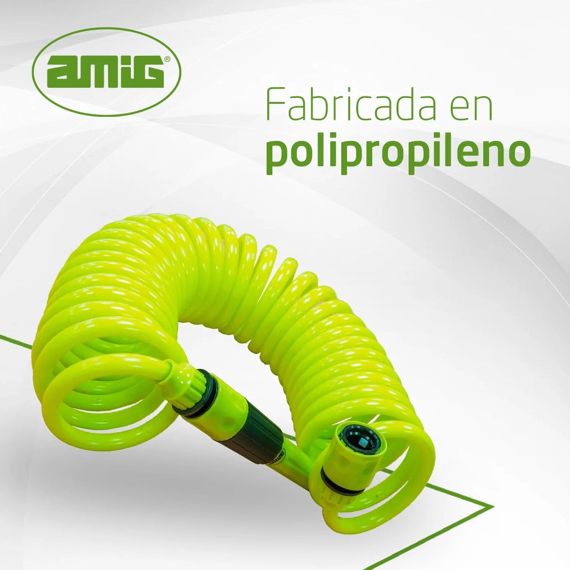 Manguera en Espiral 7,5 m Polipropileno Verde Pistacho con Lanza de Riego