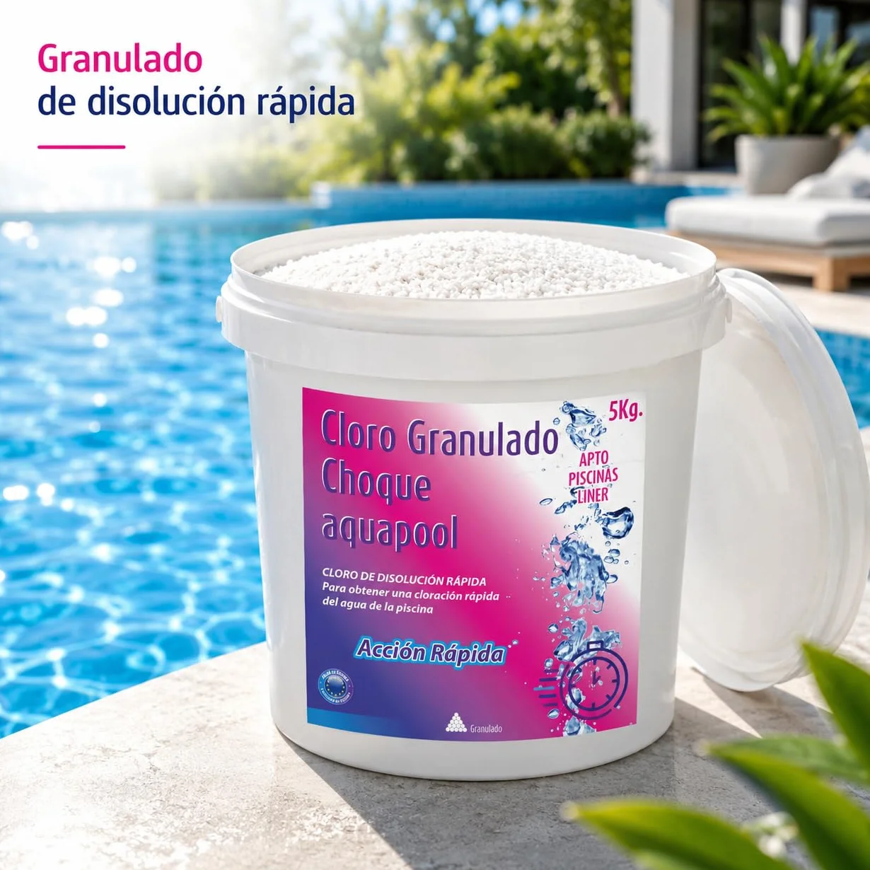 Aquapool Cloro de Choque en Grano 5 KG Tratamiento Inicial Piscina