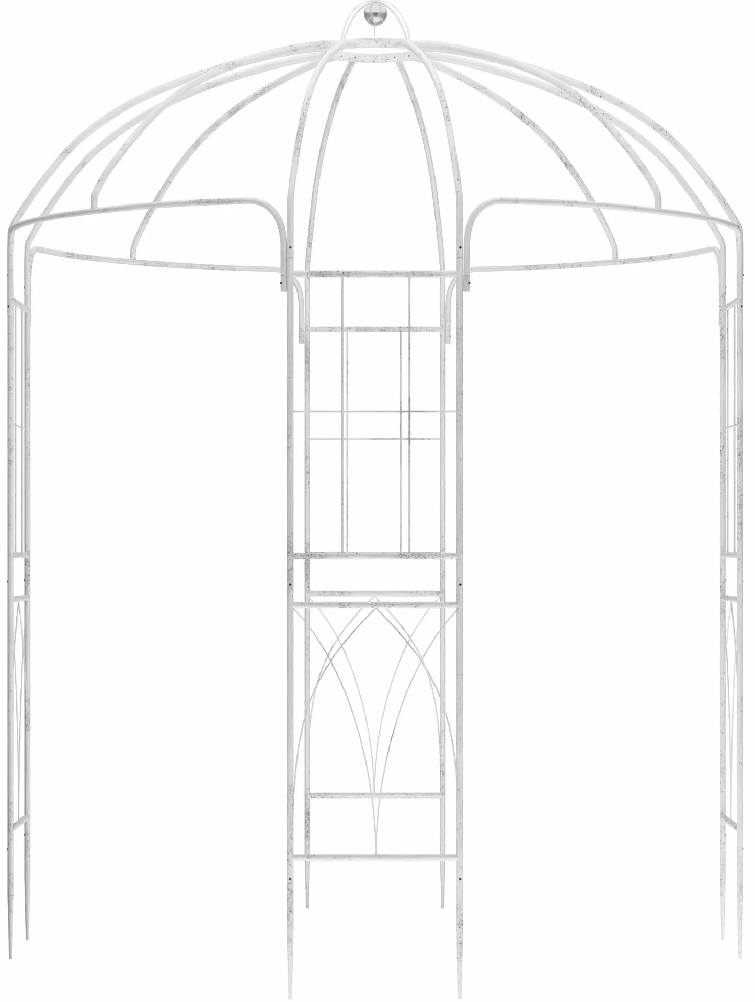 Pérgola de jardín Keira Arco con celosía 270x200 cm Acero con Recubrimiento Blanco Envejecido