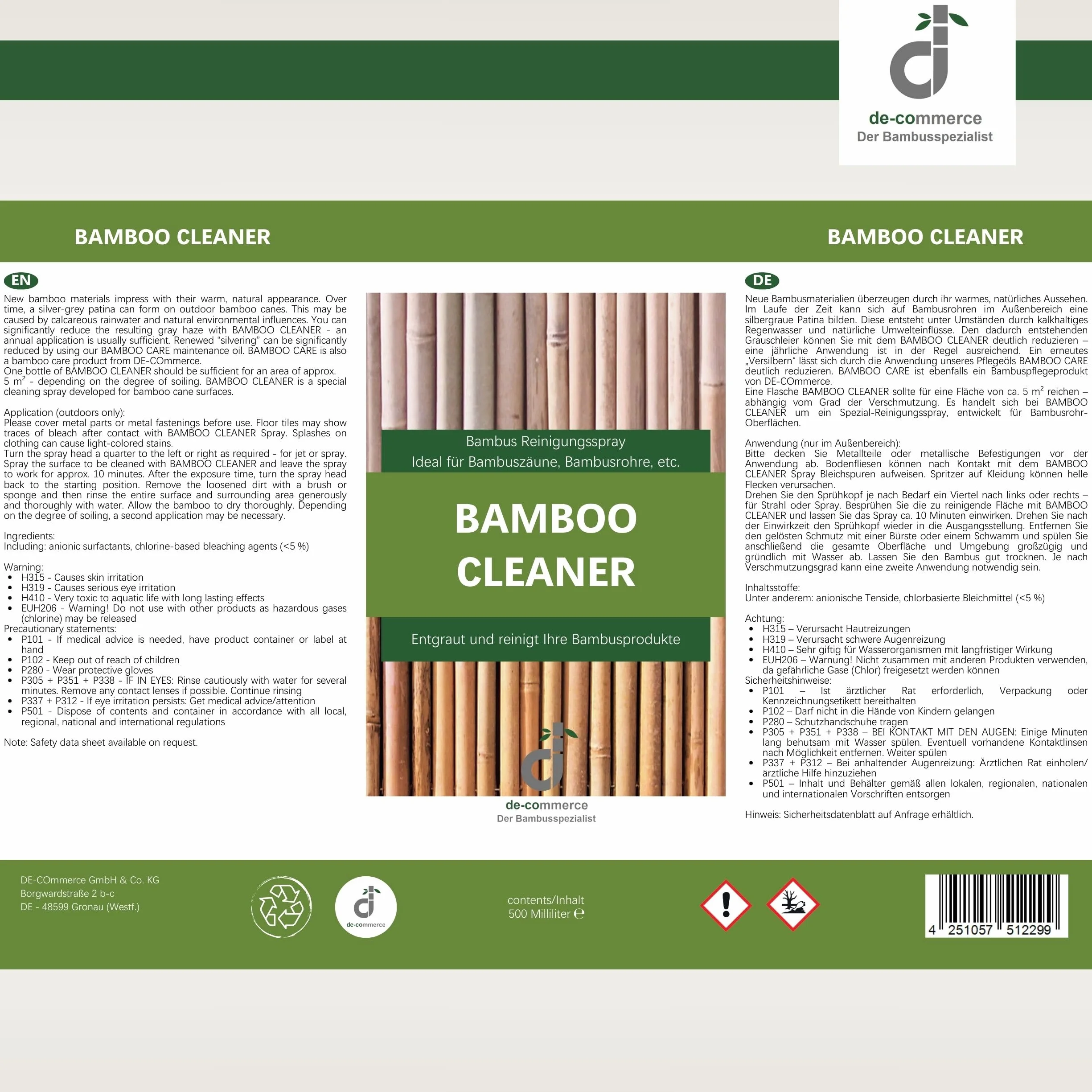 Set de cuidado Cleaner + Care Spray para valla de bambú exterior