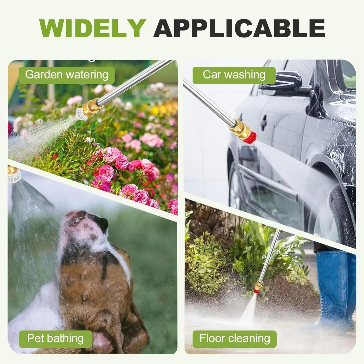 Hidrolavadora De Jardín con Lanza Y 3 Boquillas Intercambiables, Ideal para Lavar Coches, Patios, Jardines Y Limpiar Exteriores (Gris). Gray+Black