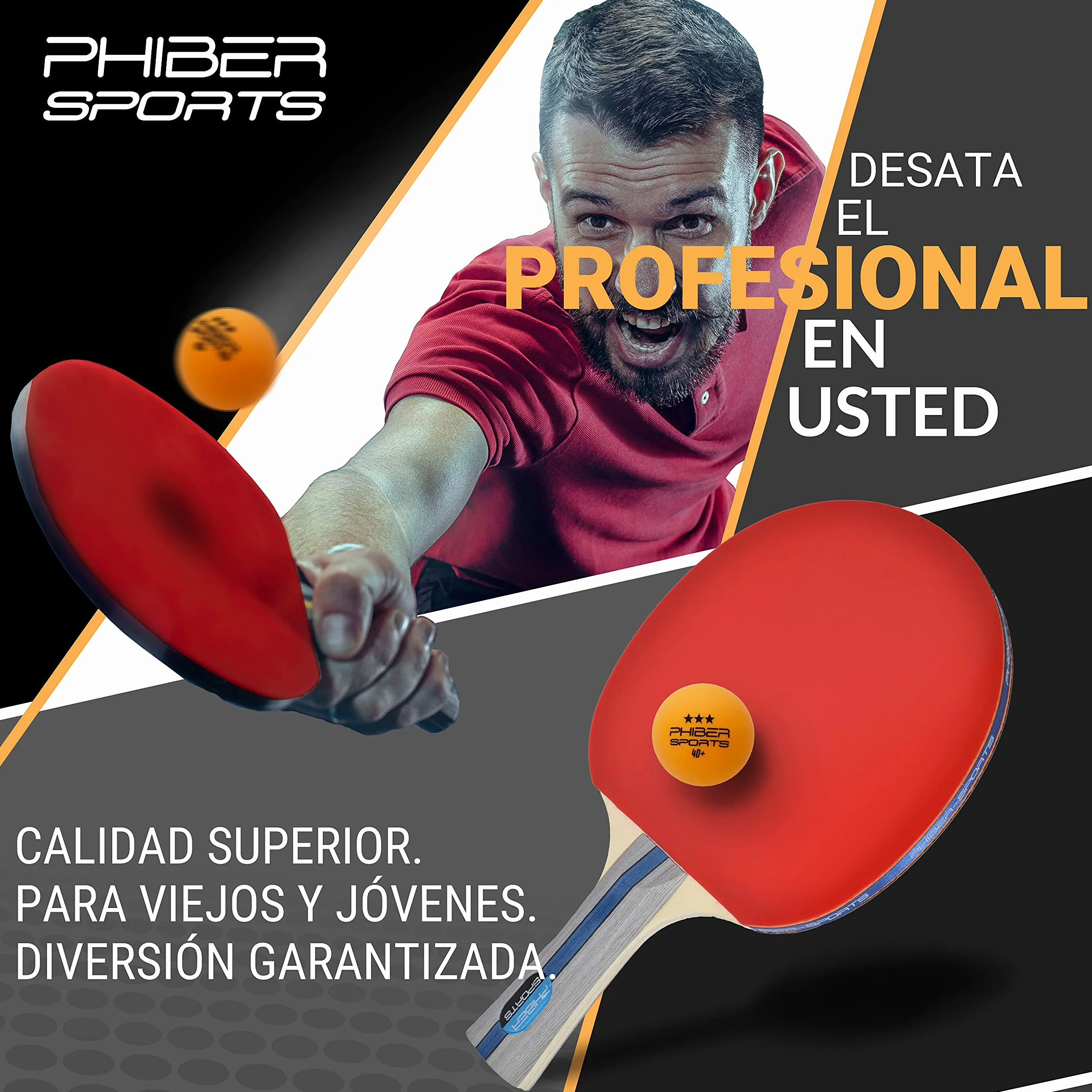 PHIBER-SPORTS Pelotas de Tenis de Mesa Premium 3 Estrellas 24 Piezas Naranja