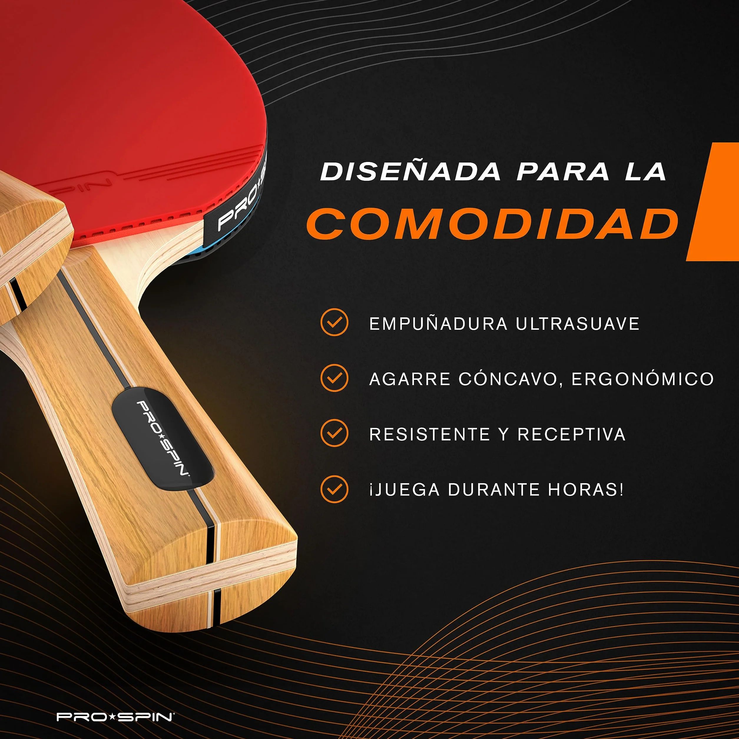 PRO-SPIN Palas de Ping Pong Set Raquetas Tennis Mesa Premium Pelotas 3 Estrellas Estuche Compacto