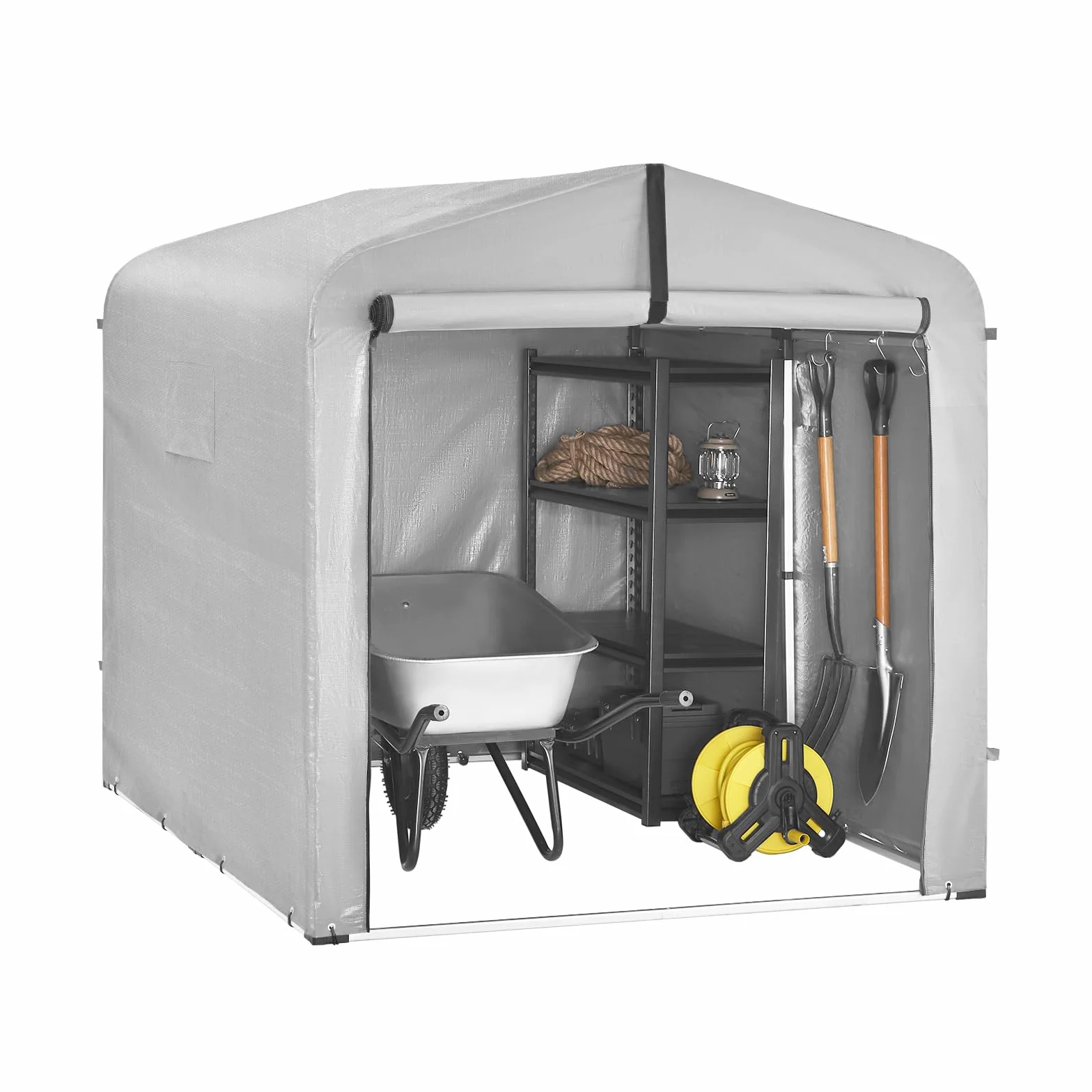 SoBuy Caseta Jardin Exterior con Ganchos Garaje Impermeable 159x219x165 cm KLS11-II-L