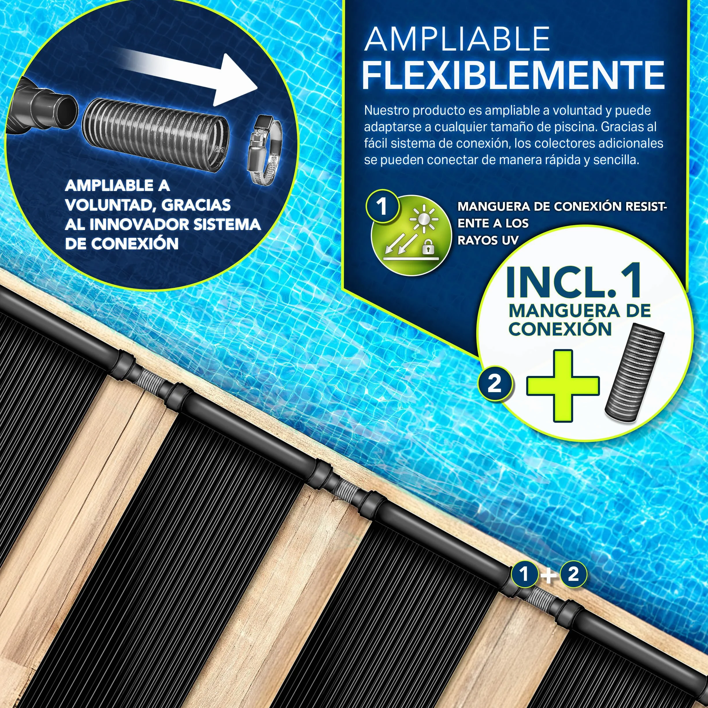 Tillvex Calefactor Solar para Piscina 76 x 300cm Panel Solar Calentador de Agua