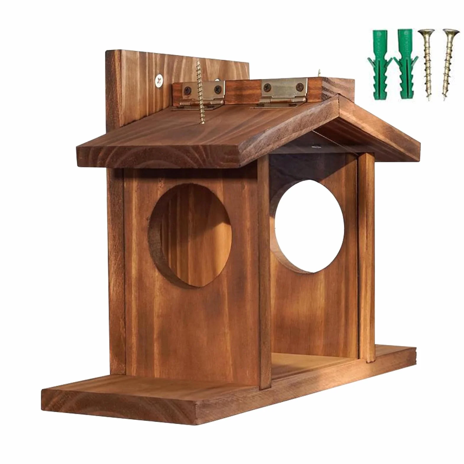 Casa de ardilla duradera con techo extraíble, comedero para exteriores, decoración de jardín, relleno de maíz