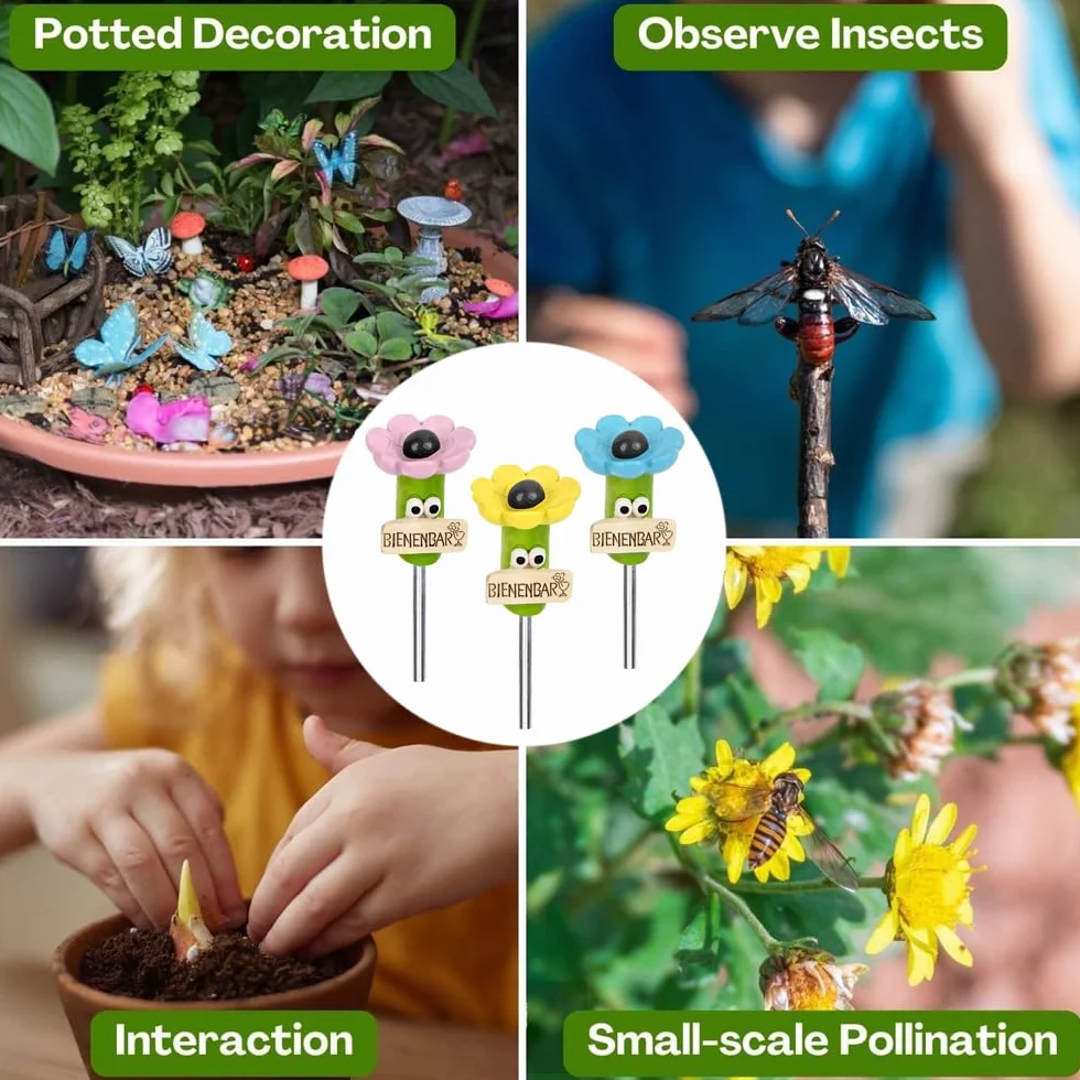 YGCHEN Bebedero para Abejas, Estación de Agua para Insectos en Forma de Flor, Fuente de Mariposas, Accesorios para Macetas