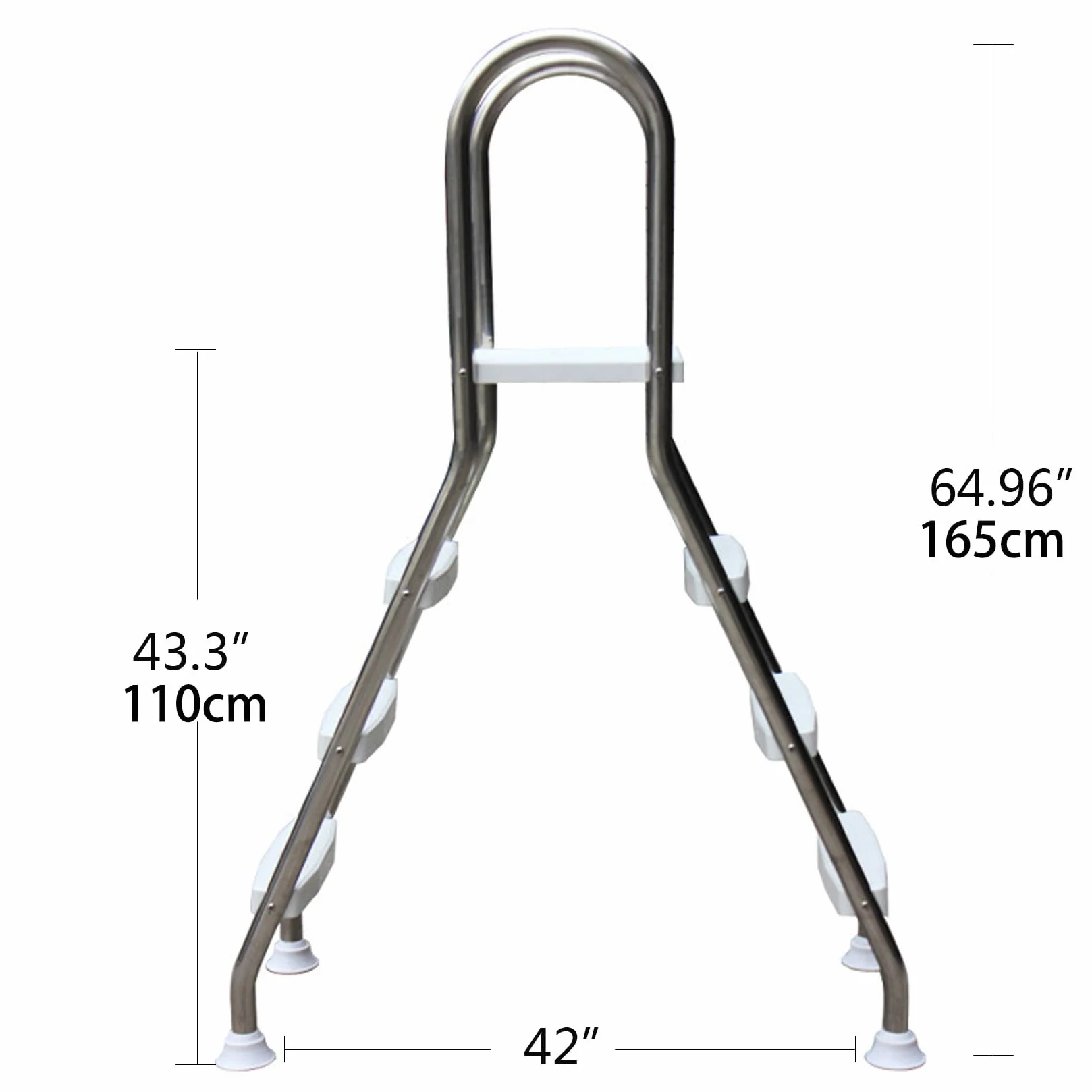 BOTOWI Escalera de Seguridad para Piscinas 304 Acero Inoxidable, 2/3/4 Peldaños, Antideslizante, Capacidad 500 Lbs