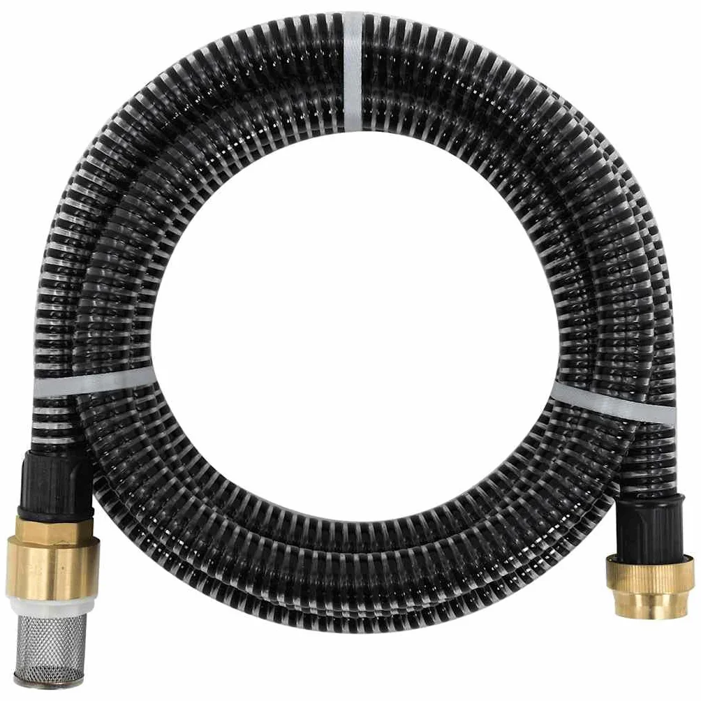 Manguera de jardín con conectores de latón, 3 m, PVC, color negro, manguera de agua flexible de 1,1 pulgadas, adecuada para riego, riego, cuidado del jardín y limpieza