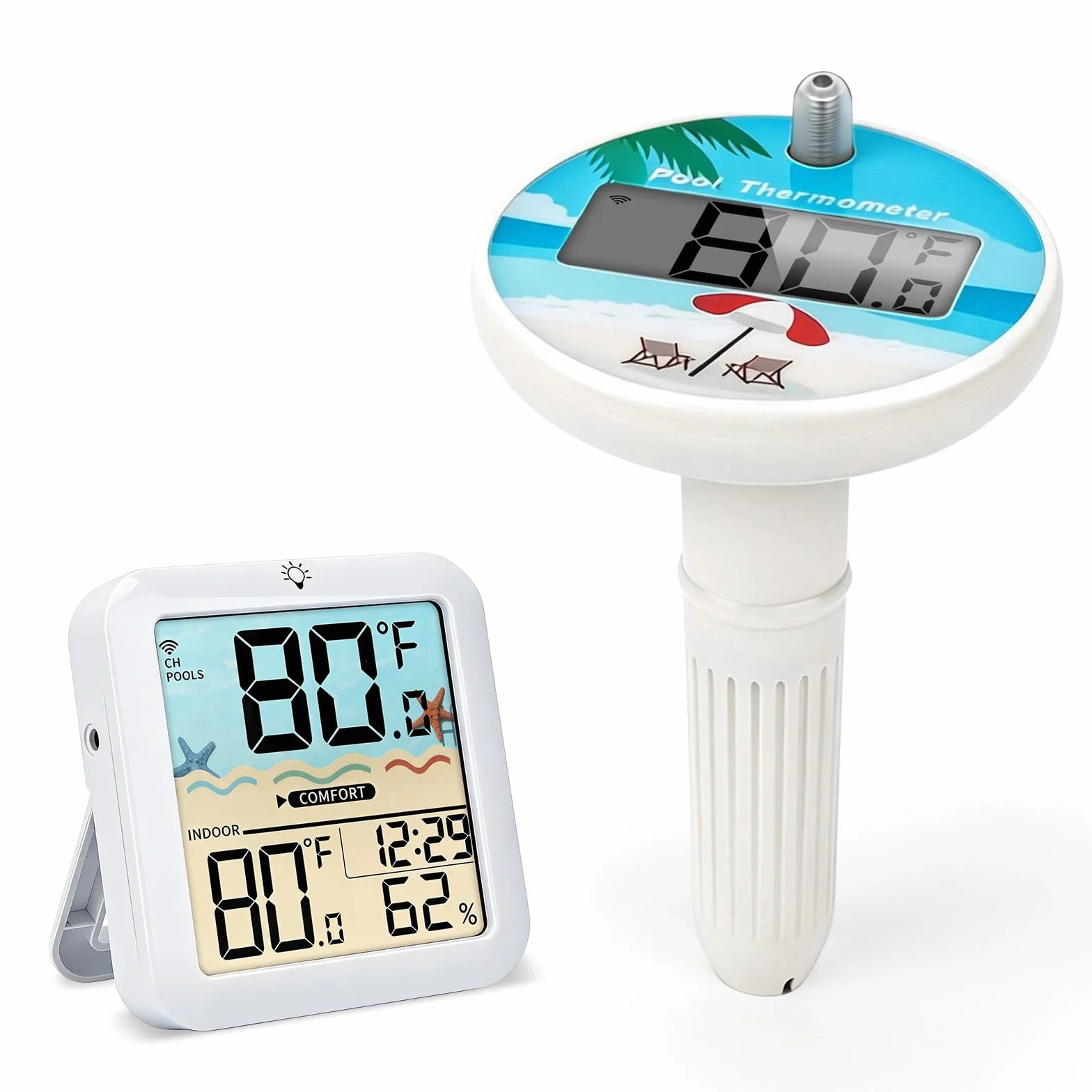 Termómetro inalámbrico para piscina flotante IP68 pantalla digital 100 m alcance