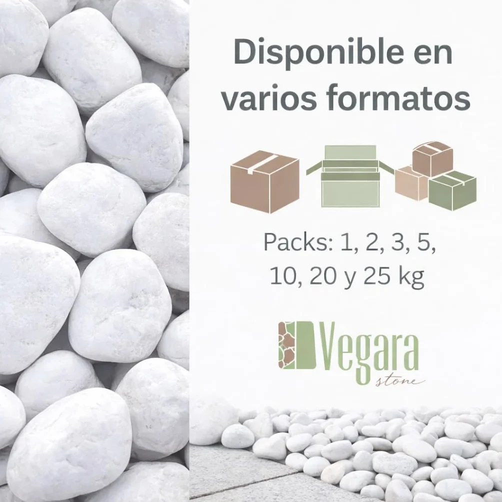 Vegara Stone Piedra Jardín Decoración Canto Rodado Blanco Puro 2-4 cm 25 kg