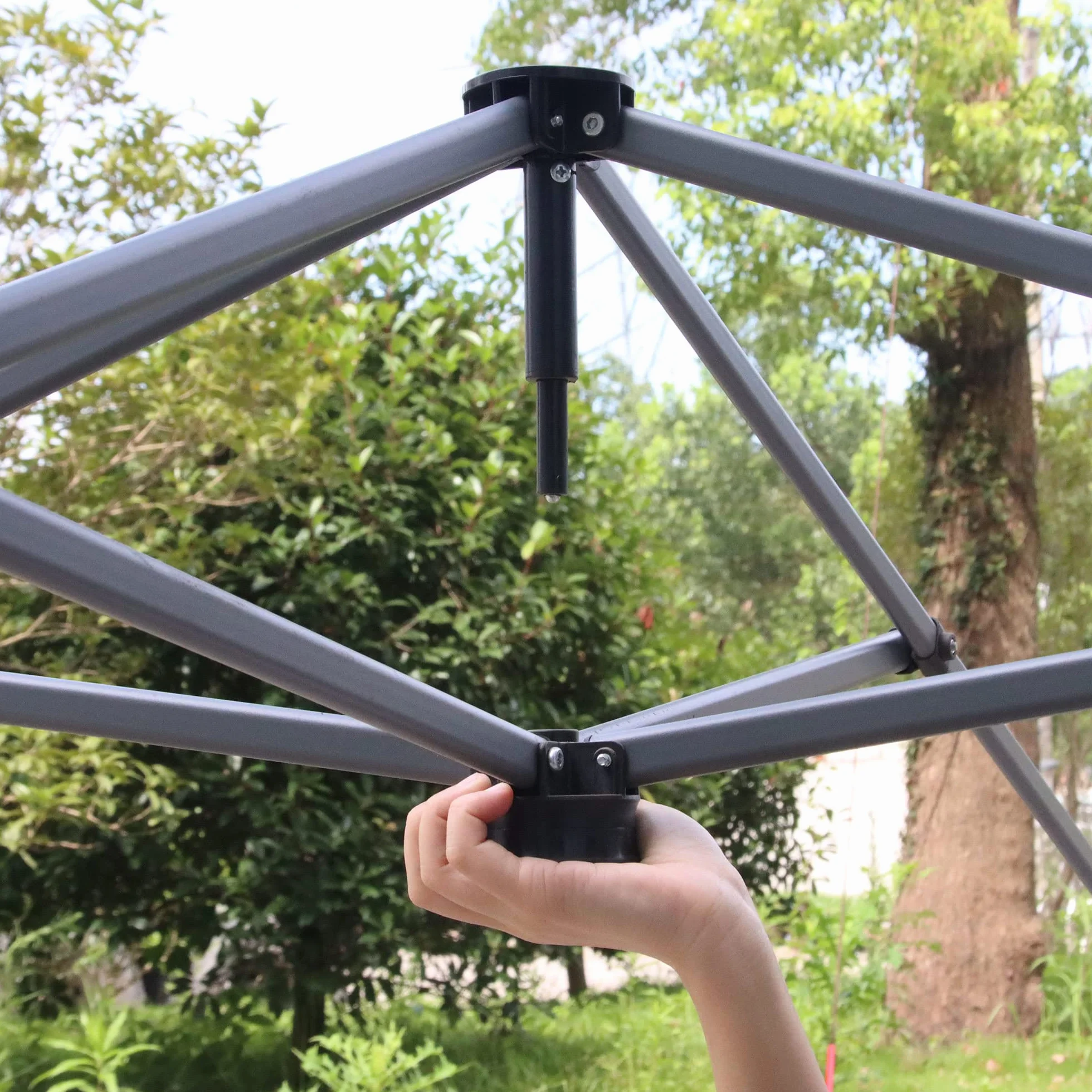 Outsunny Cenador Plegable Pop-UP 2,5x2,5x2,68 m Carpa de Jardín Protección UV 50+ Ajustable en Altura con 4 Bolsas de Arena y Bolsa de Transporte para Camping Fiestas Patio Azul