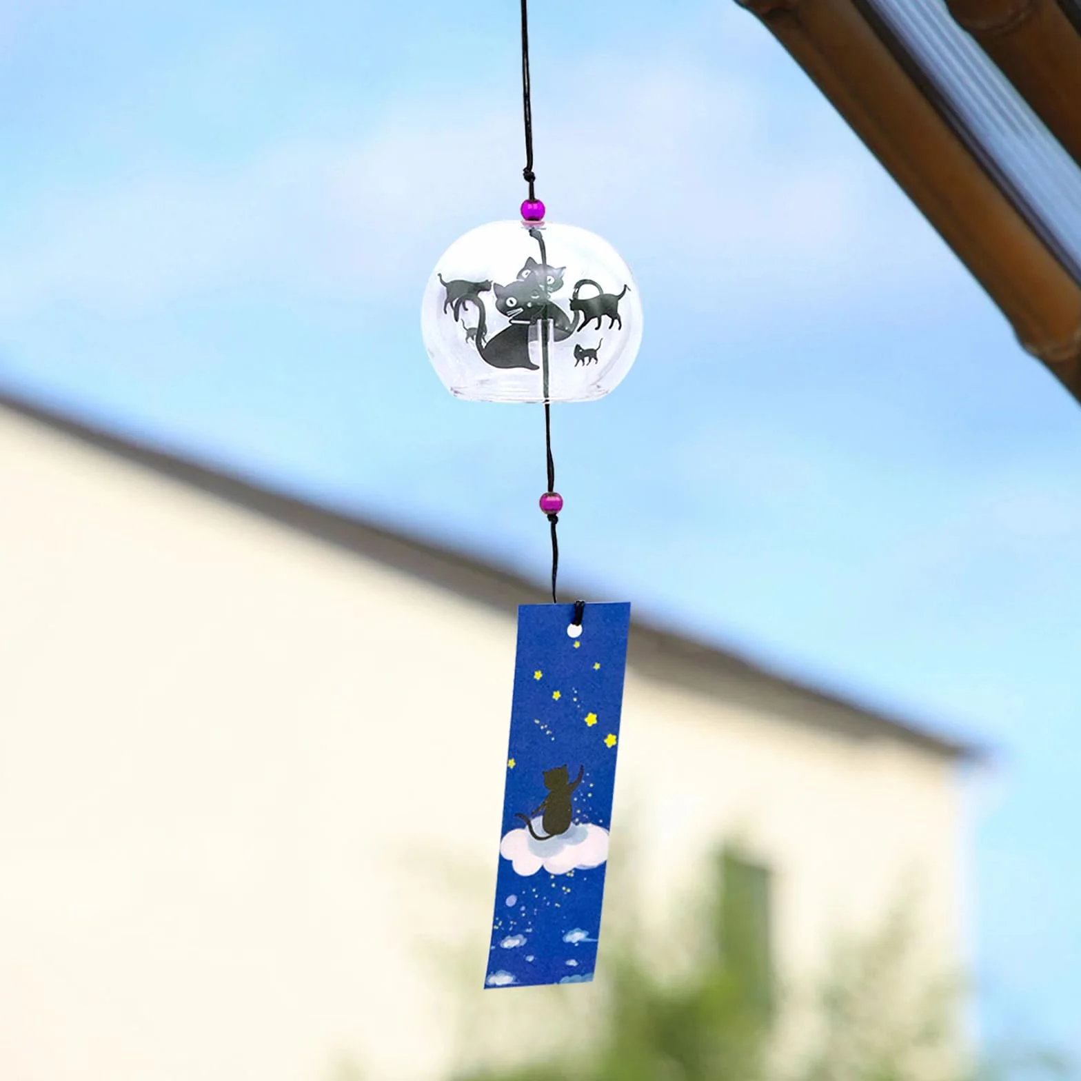 Carillón de Viento Japonés Cristal 3 Piezas Campanas Hechas a Mano para Jardín