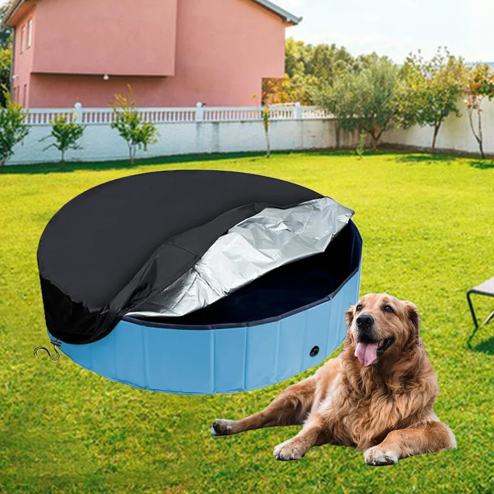 Cubierta de Piscina Redonda para Perros, Funda Plegable Resistente al Agua y Polvo, 160x30cm