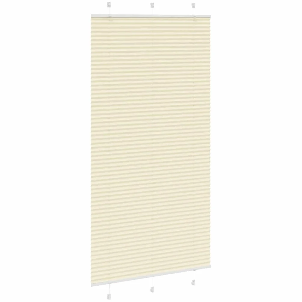 Estor plisado crema 110 x 200 cm, protección visual sin agujeros, 100% poliéster, protección solar para ventanas, balcón, baño y oficina