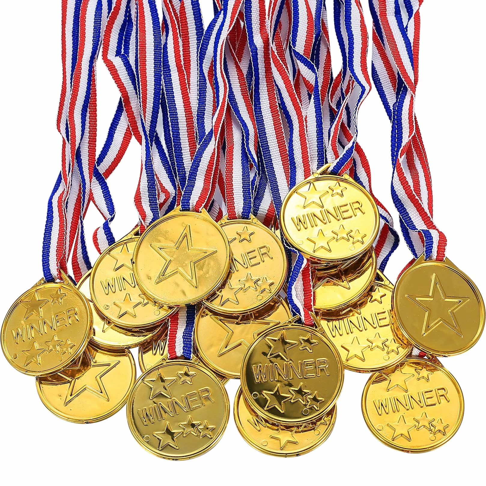 Medallas Niños Oro Plástico Dorado Premios Ganador Cumpleaños Fiesta Deporte 30 Piezas