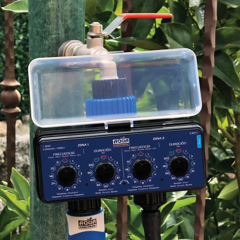Programador de Riego Aqua Control C4011 con 2 Salidas Independientes para Jardín