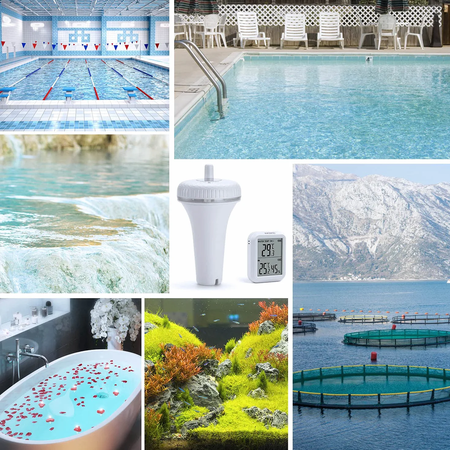 Inkbird Termómetro Flotante para Piscinas con Transmisor Inalámbrico y Monitor de Temperatura Humedad