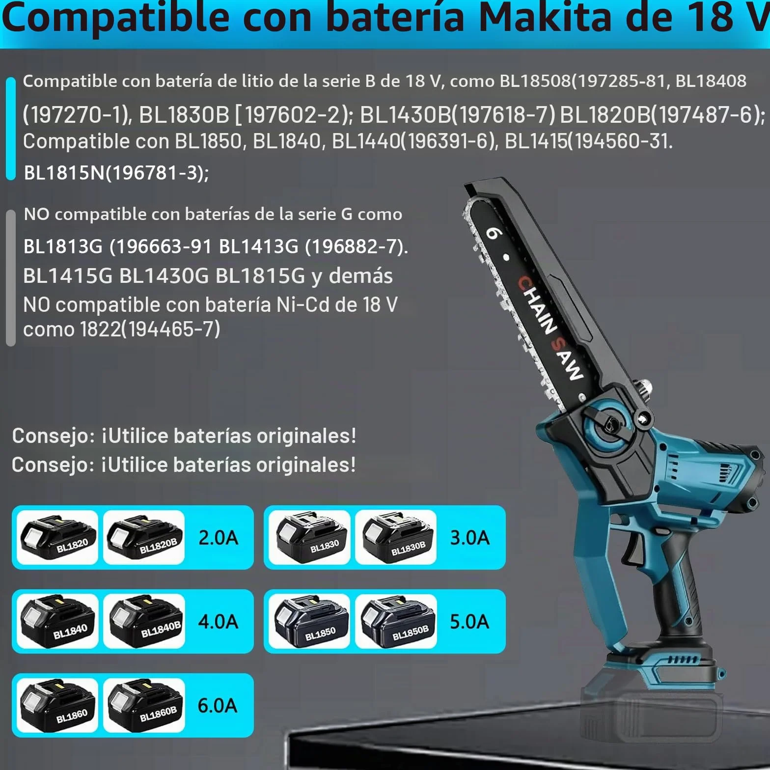 Motosierra de podar profesional compatible con Makita 18 V | 6 pulgadas, sin escobillas, 2 en 1, con mango telescópico y telescópico, podadora eléctrica, altura de trabajo de 4,5 m