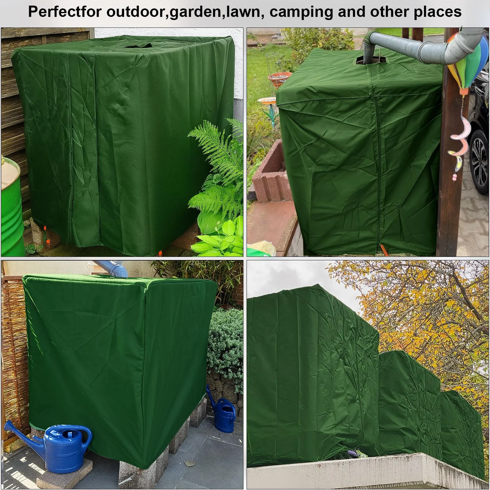 Funda cubre depósito 1000L IBC 120x100x116cm impermeable verde protección UV