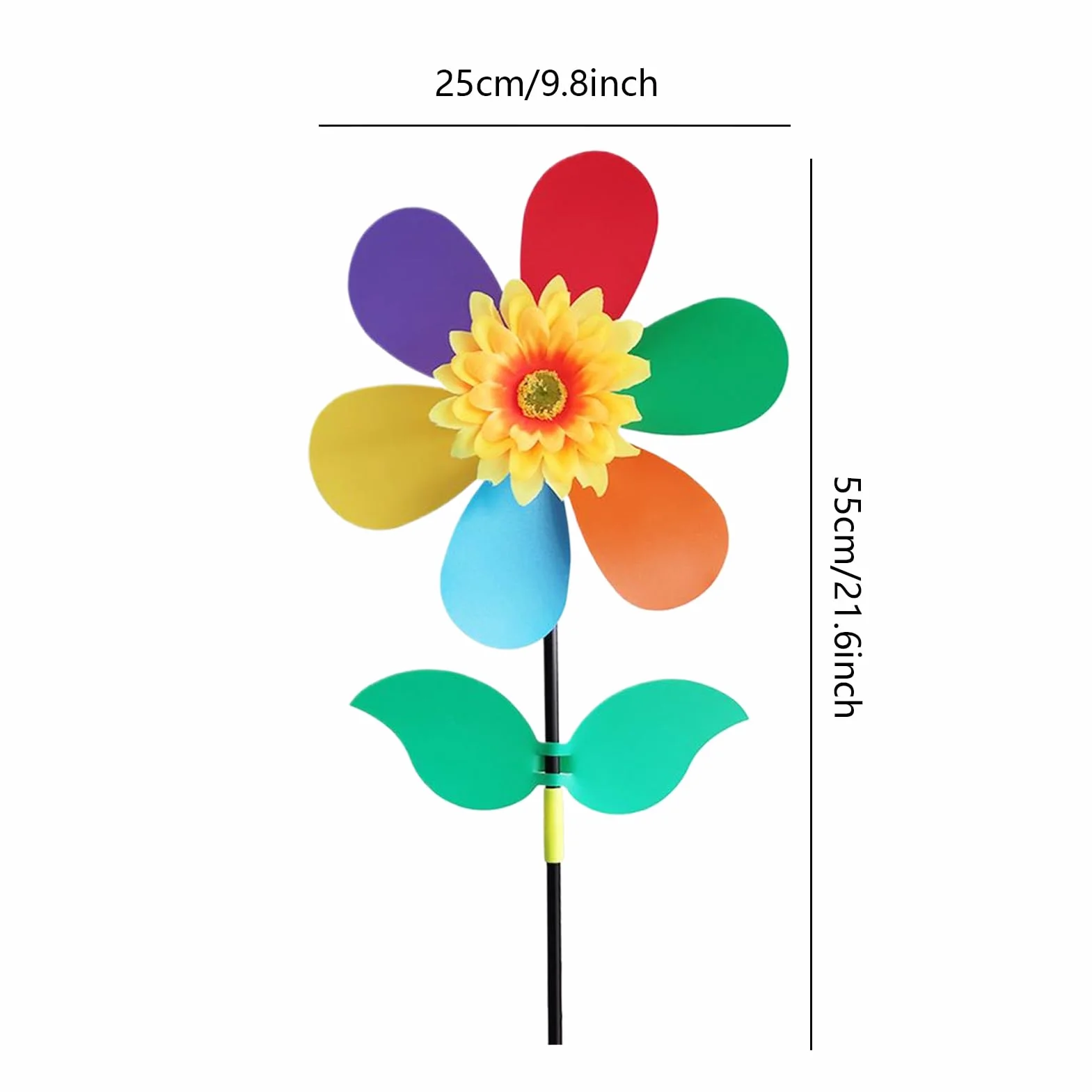Girasol giratorio para patio y jardín, molinillos de viento al aire libre, girasol, molino de viento, adorno de estaca impermeable, decoración para patio, puerta delantera, niños y exteriores