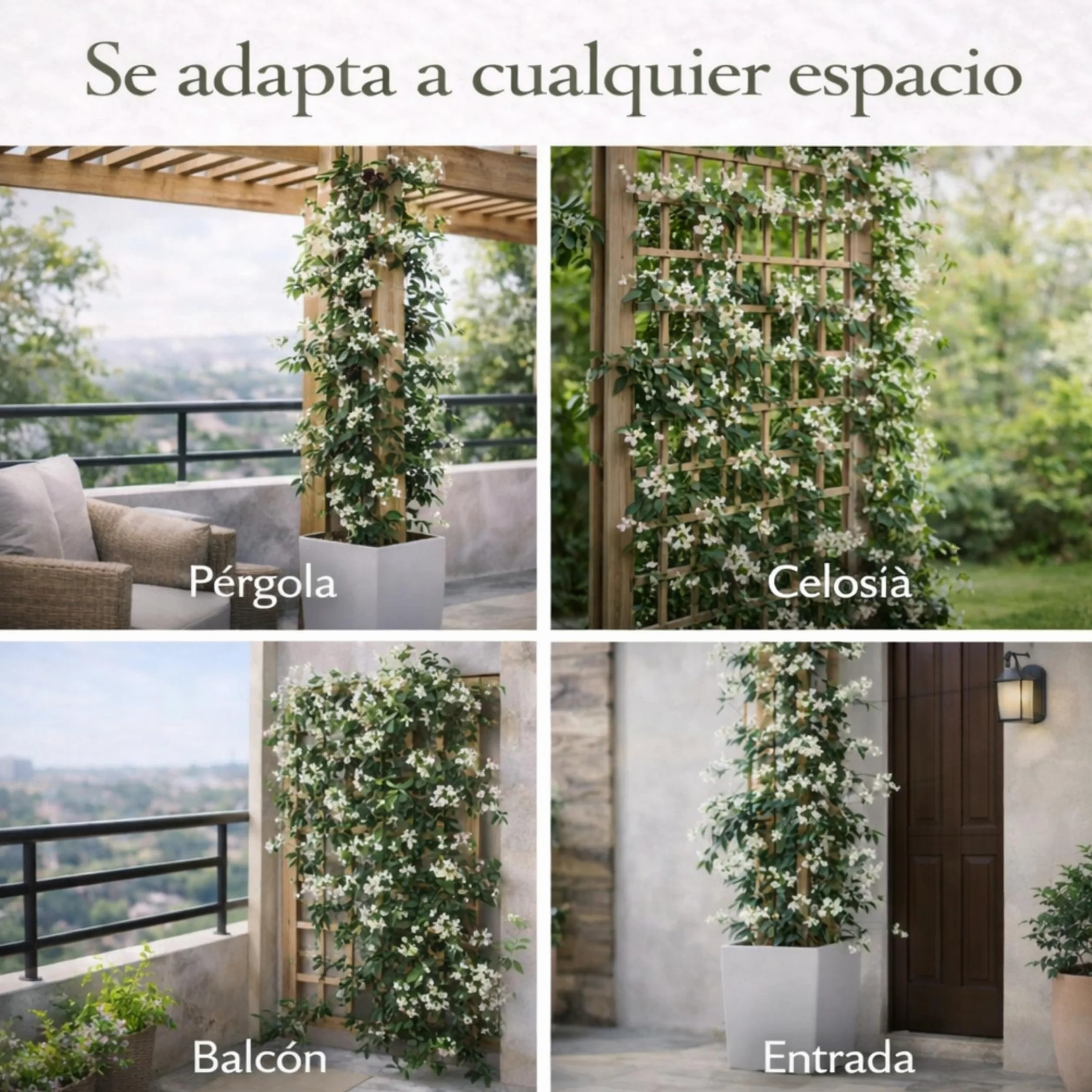 Jazmín Estrellado Planta Natural 120 cm Trachelospermum jasminoides Enredadera Exterior Flores Blancas Aromáticas