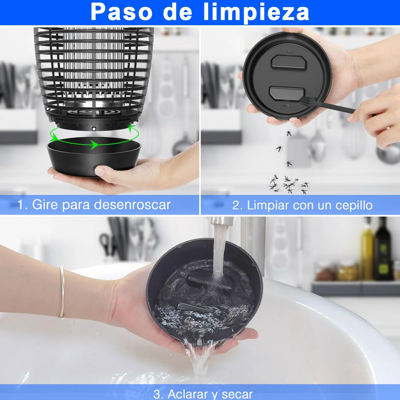 PALONE Lampara Antimosquitos 4500V 20W UV Alcance 100 M² Interior Exterior