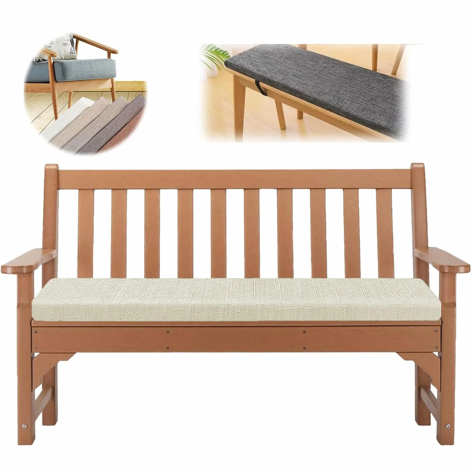 Cojín de banco para interiores y exteriores, 5 cm de grosor, extraíble, antideslizante, 150 x 60 cm, perfecto para patio, jardín, uso doméstico, cómodo accesorio de asiento