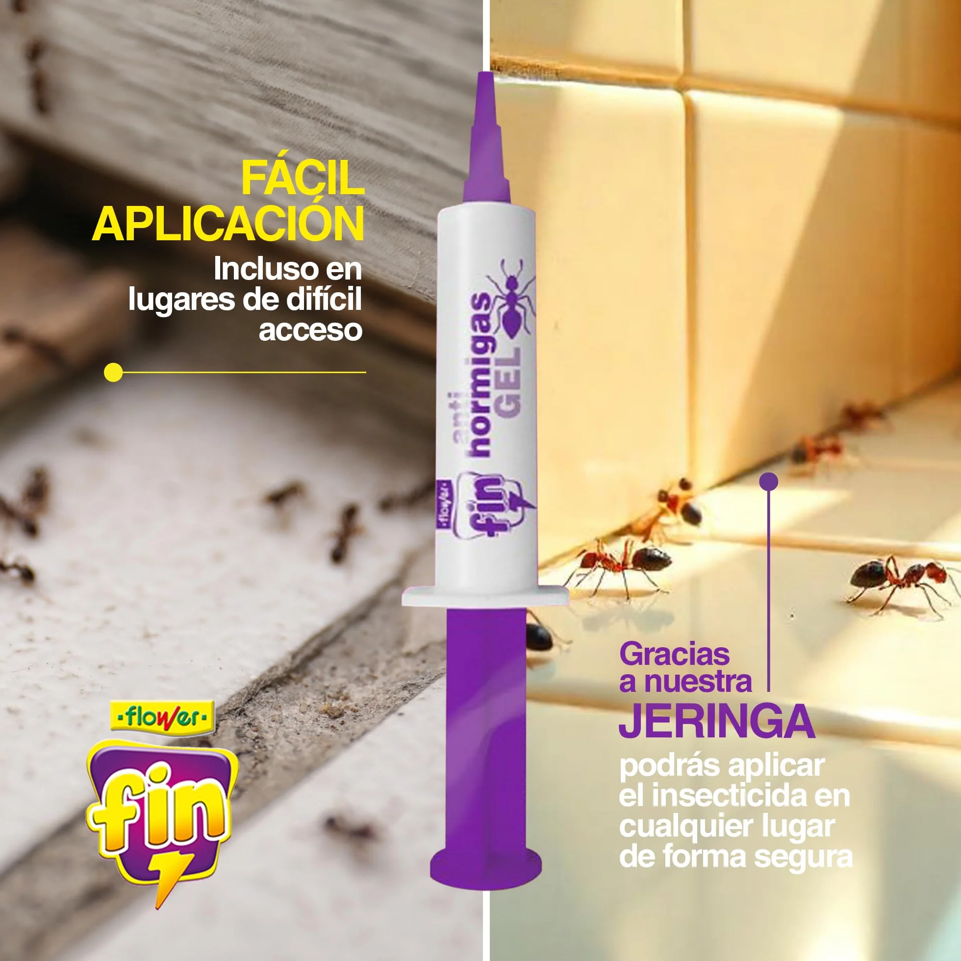 Insecticida Antihormigas en Jeringa 10 gr, Elimina Hormigueros, Cebo Gel