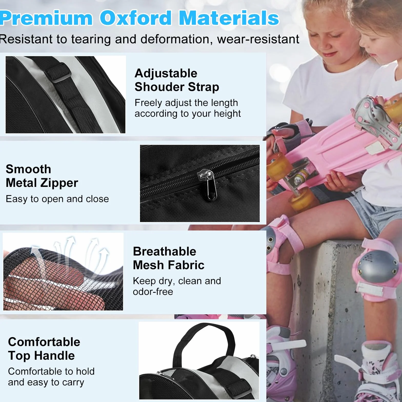 Bolsa para Patines en Linea con 3 Compartimentos para Casco y Protecciones