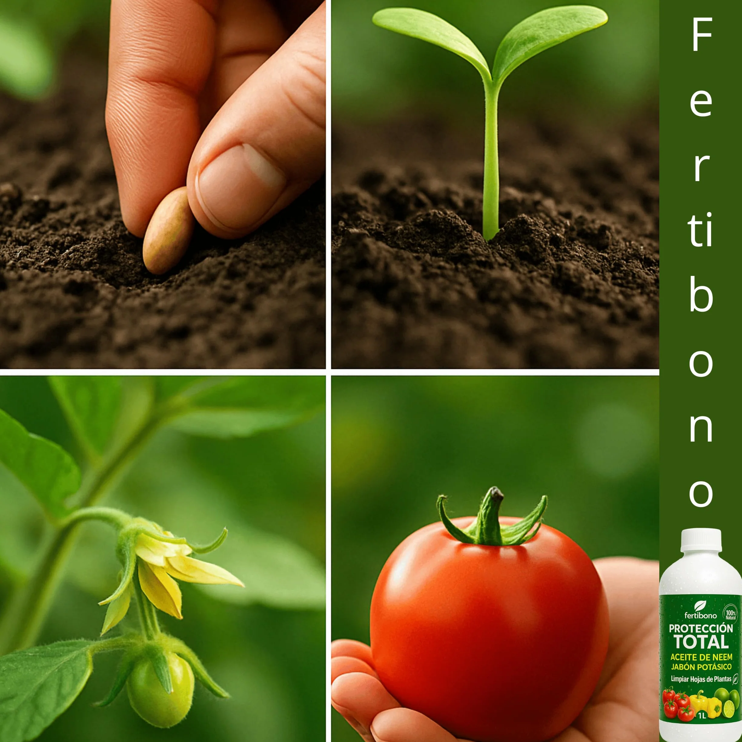 FERTIBONO Jabón Potásico Aceite de Neem 1l Solución Multiusos Natural para Plantas Huertos Jardines