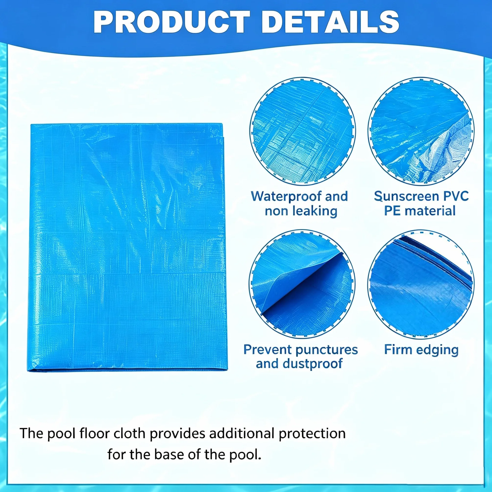 Almohadilla de Revestimiento de Piscina 5m Paños Rectangulares Impermeable a Prueba de Polvo