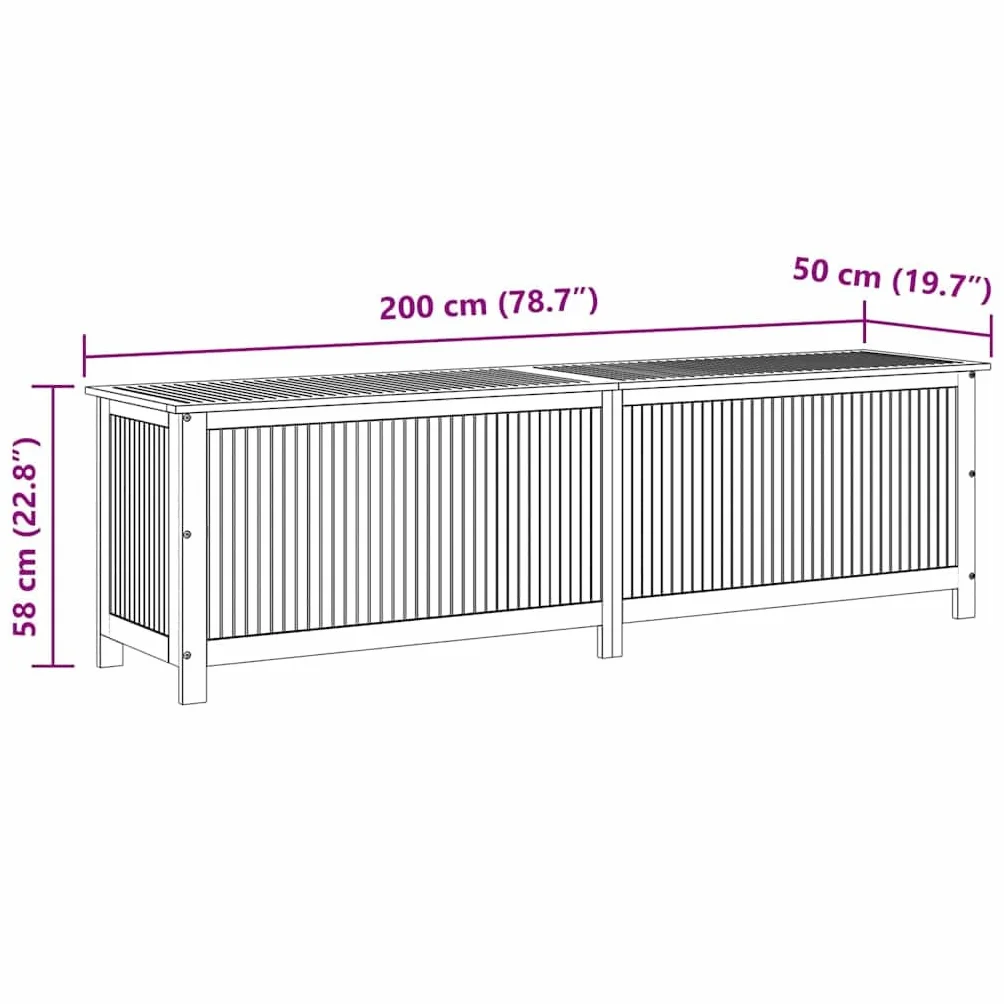 vidaXL Caja de Almacenaje de Jardín 200x50x58 cm Madera Maciza Acacia