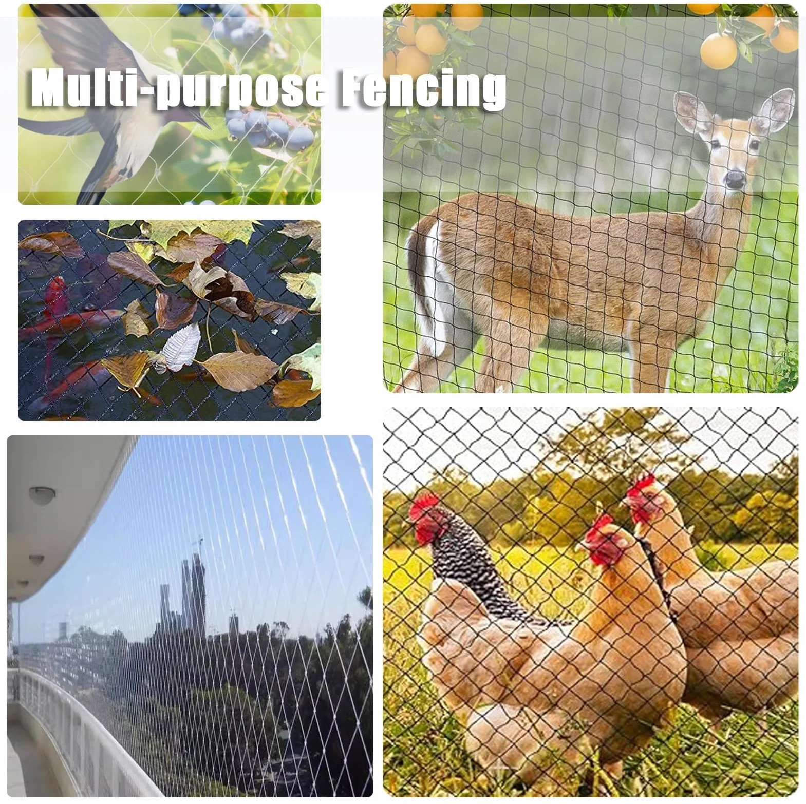 Malla Antipajaros Malla Antipájaros - 10 Pies 13 Pies 20 Pies 26 Pies 30 Pies 50 Pies 66 Pies 98 Pies, Red Comercial para Árboles Frutales Que Protege Los Arándanos, Red de Cerca para Ciervos(15x10m/4