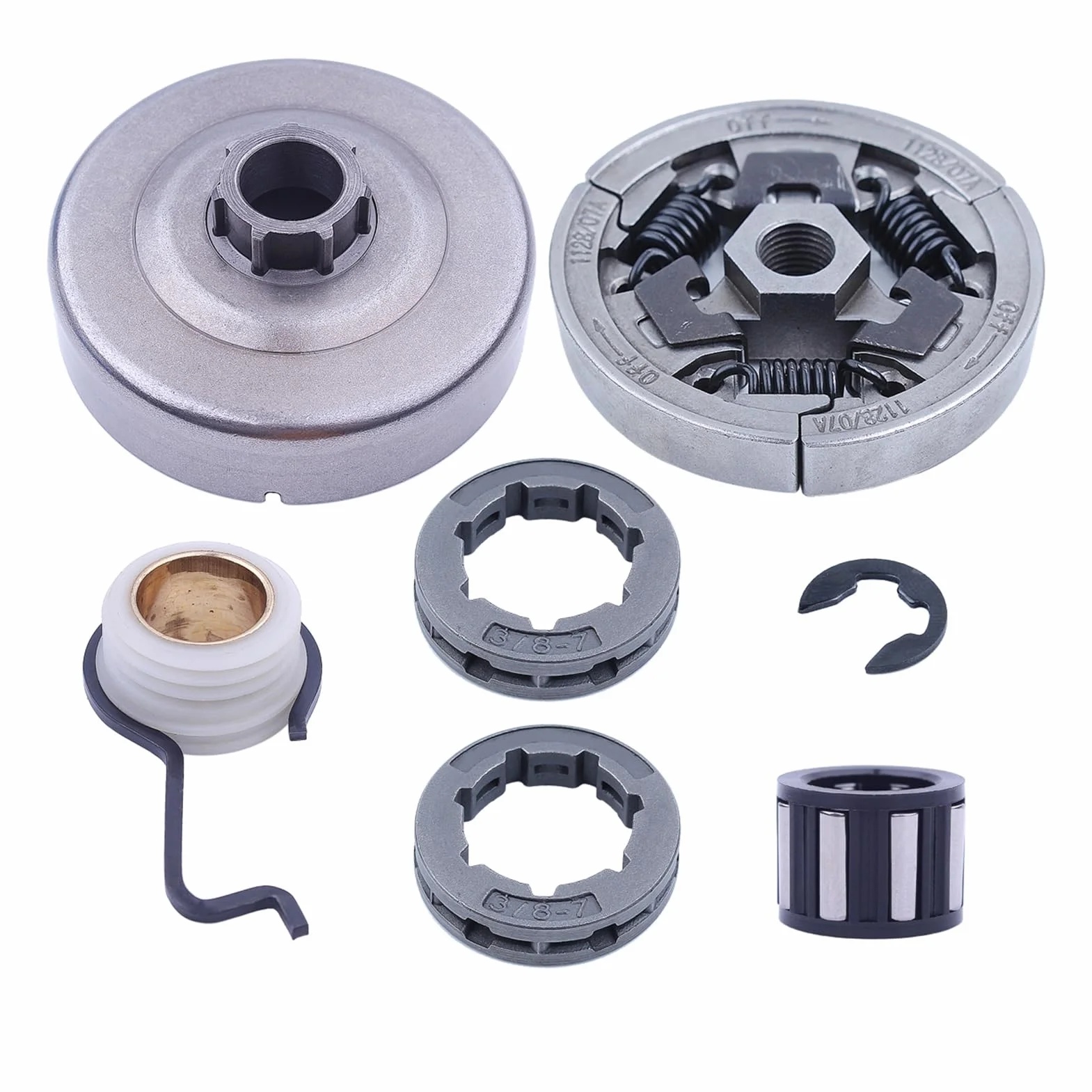 Piñón de tambor de embrague de 7 Uds. for Stihl MS361 MS440 MS461 MS460, piezas de repuesto con piñón de llanta de 3/8 Quot for motosierra 1128 007 1000
