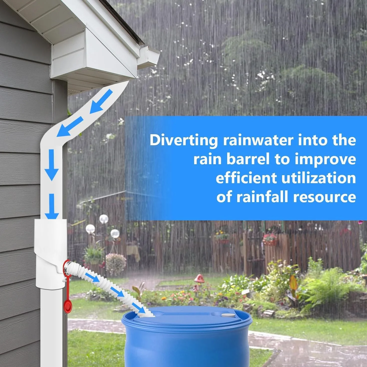 Sistema de recolección de agua de lluvia, desviador redondo de 8 cm, kit de plástico