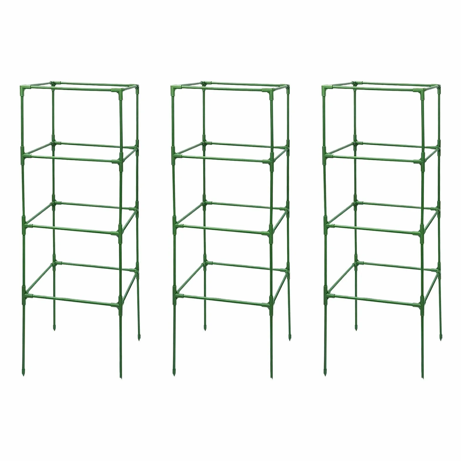 Entutorado para Tomates Soporte Cuadrado Ajustable en Altura de 3 Piezas | Tutor de Plantas Resistente para Judías Pepinos Verduras Rosas Peonías Macetas Bancal Elevado Jardín Patio Césped
