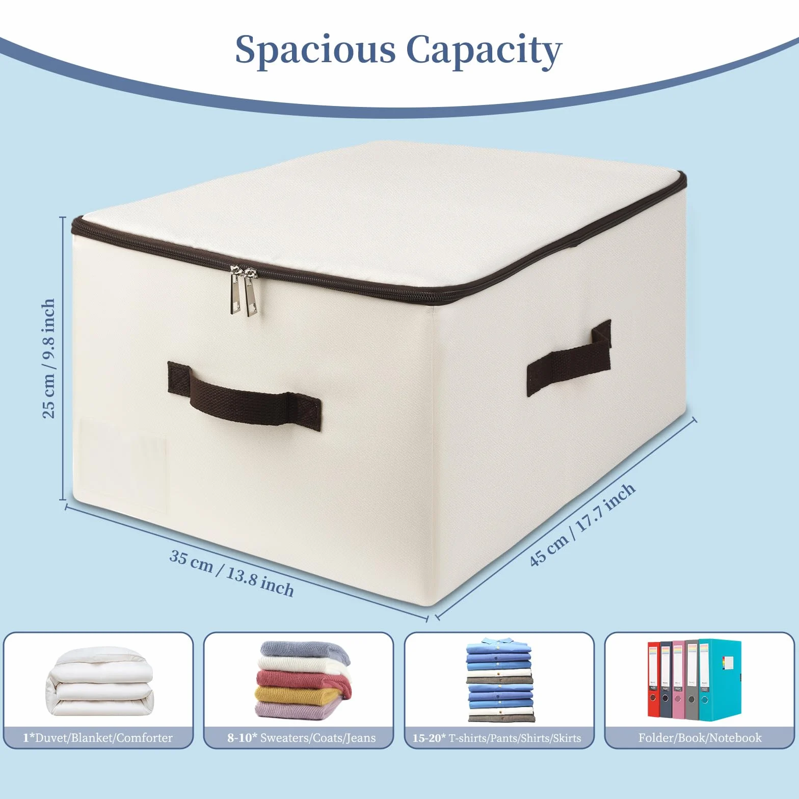 iwill CREATE PRO Cajas de almacenamiento plegables con tapa y asa, 2 unidades, beige