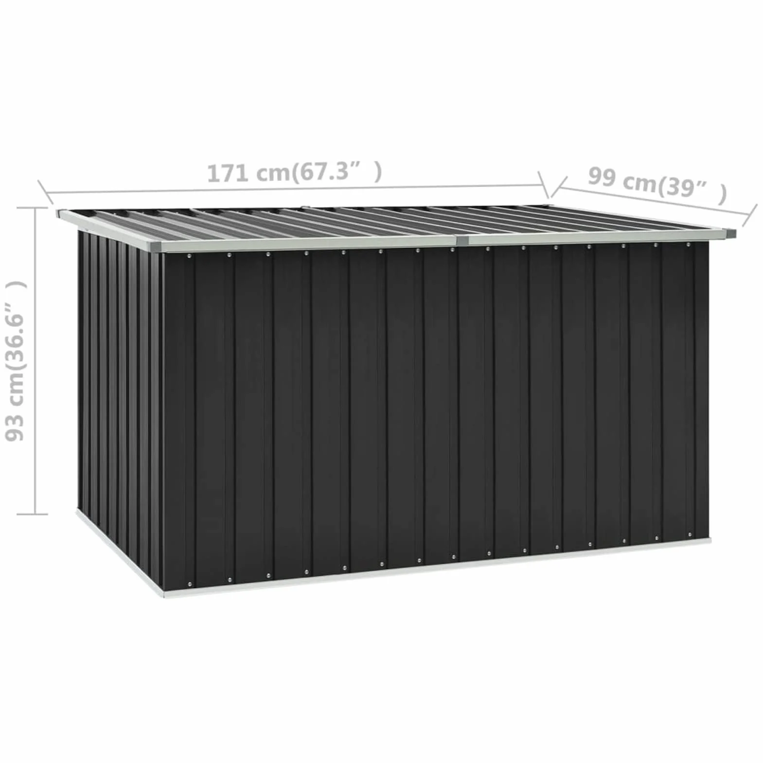 Gecheer Baúl de Jardín Antracita 171x99x93 cm Caja de Almacenamiento Exterior