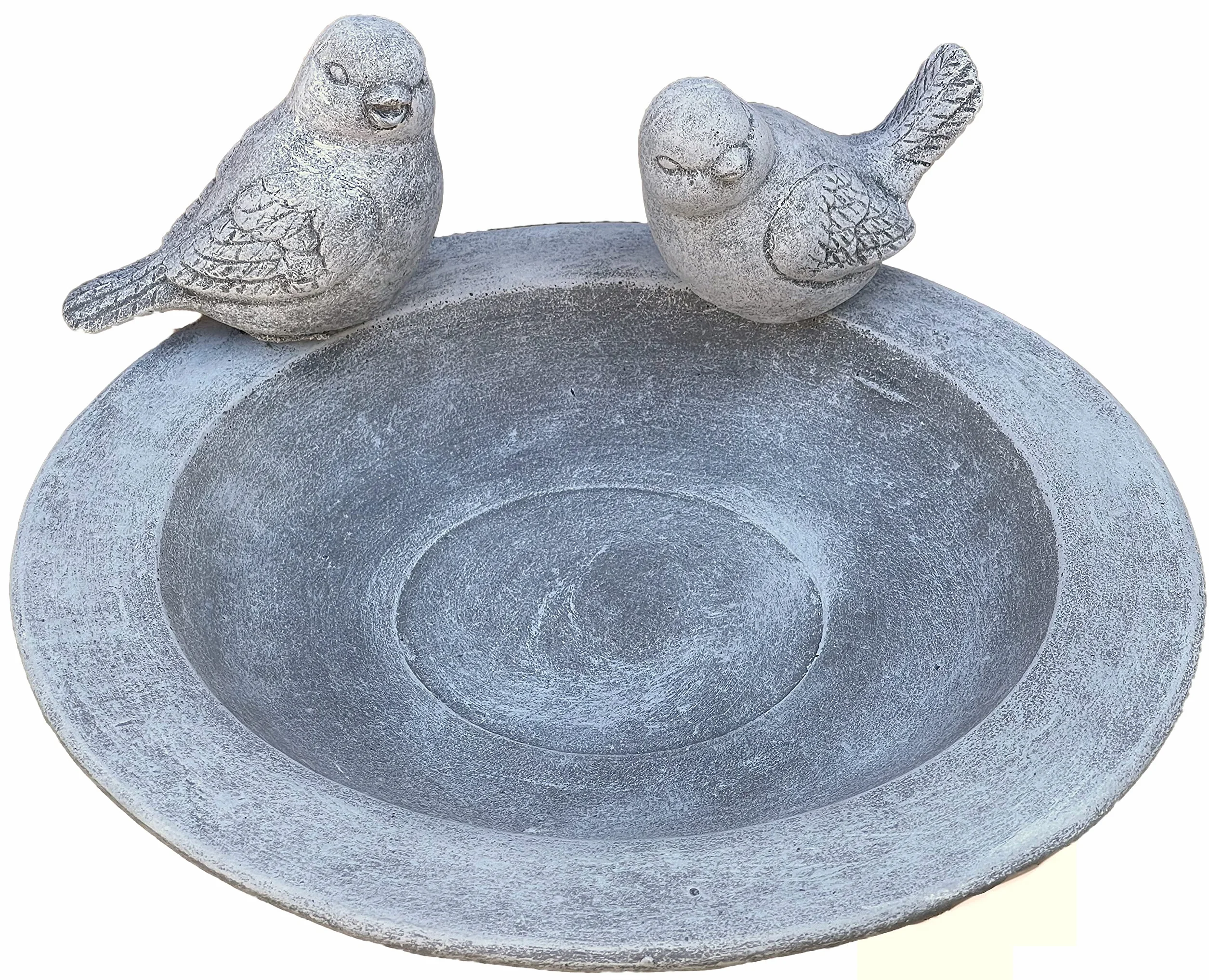 stoneandstyle Plato para bebedero para pájaros, 2 pájaros (enchufable), decoración de jardín, piedra fundida, resistente a las heladas