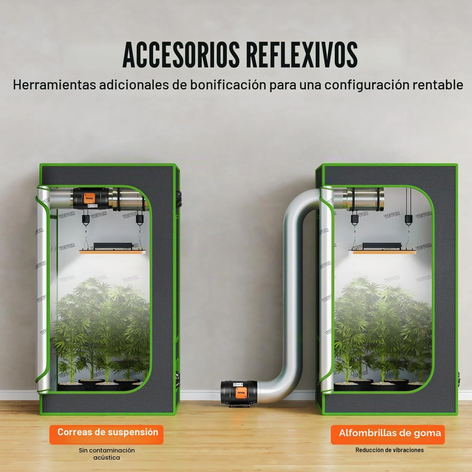VEVOR Ventilador Silencioso de Conducto en Línea, 303 x 235 x 280 mm 506,2 CFM con Controlador de Velocidad Variable, con Motor de CA para Refuerzo de Refrigeración, Tiendas de Cultivo, Hidroponía
