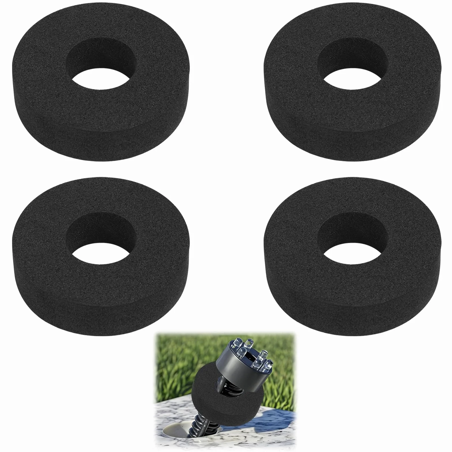 4 juntas de espuma para anillo LED de fuente, 39 mm, EVA, 33-37 mm, manguera ½, impermeable