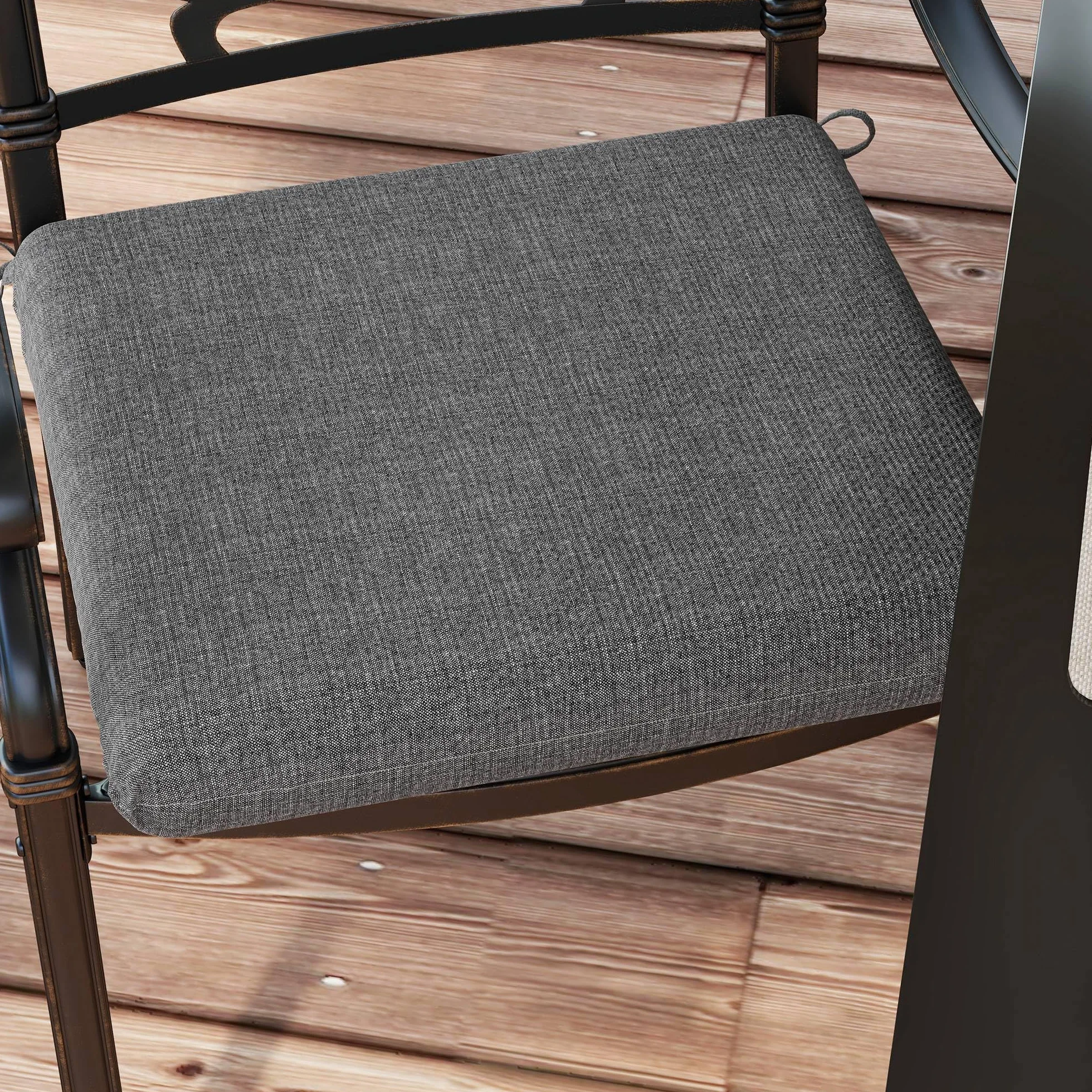 Outsunny Conjunto de Cojines para Sillas de Comedor 47x47x7 cm Juego de 4 Piezas Impermeable Protección UV 50+ Gris