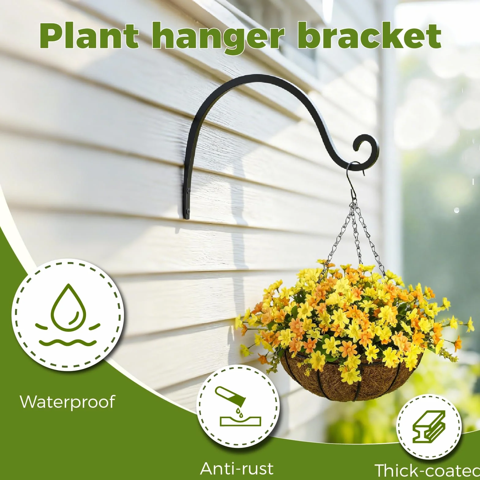 Bamworld Soportes para Plantas Colgantes 2 Unidades, 20 cm, Ganchos Techo, Negro