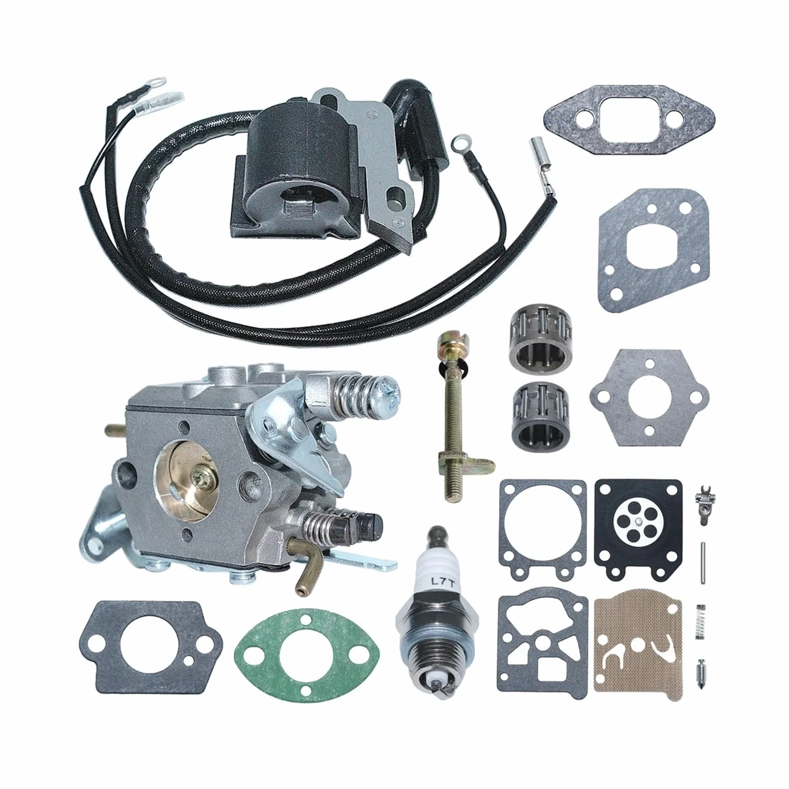 Compatible con Partner 350, 351 y 370, tensor de cadena, kit de reparación de carburador, repuesto de motosierra, bobina de encendido y carburador.